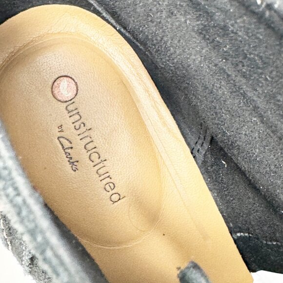 Clarks Unstructured Womens Black Suede Leather Lace up Booties Size 9 - Picture 5 of 10